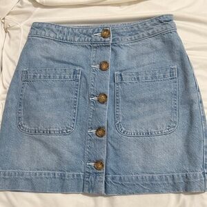Free People Denim Button-Front Skirt